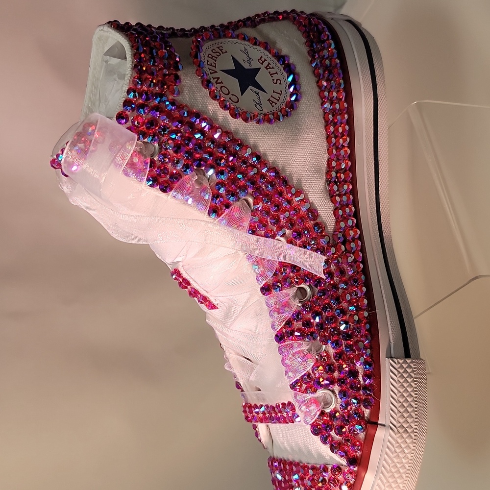 Converse Kids' Pink Rhinestone High-Top Sneakers - Picture 4 of 7